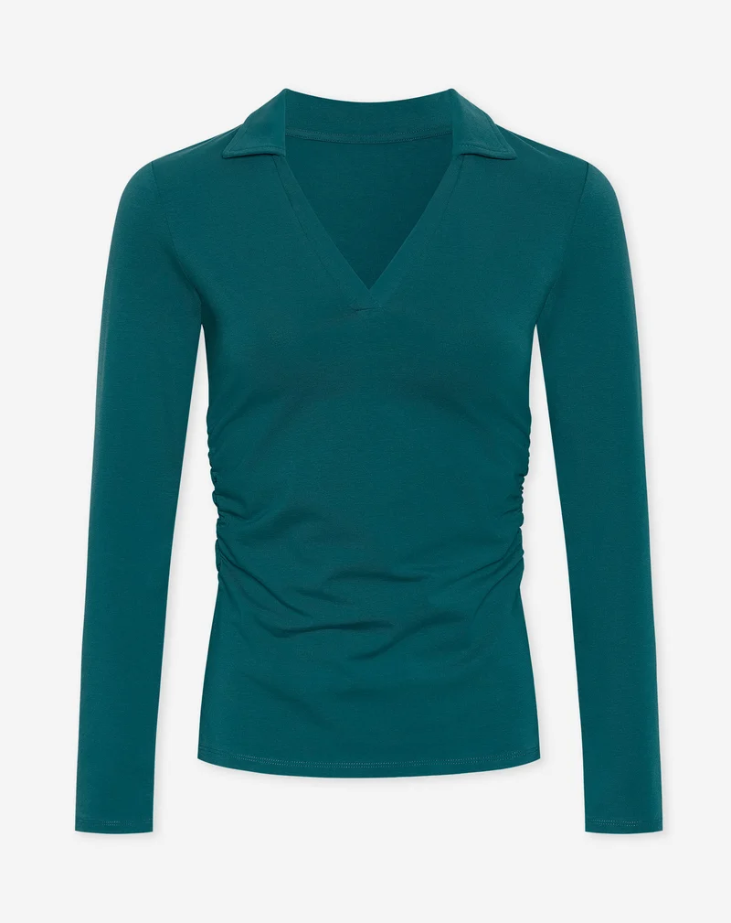 FITTED VNECK POLO TEE TEAL