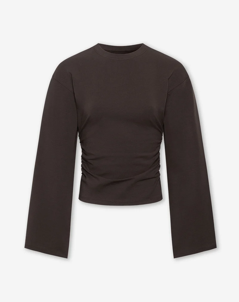 WAISTED LONGSLEEVE TOP DONKERBRUIN