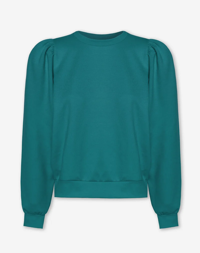 SCUBA PUFF SLEEVE SWEATER TEAL