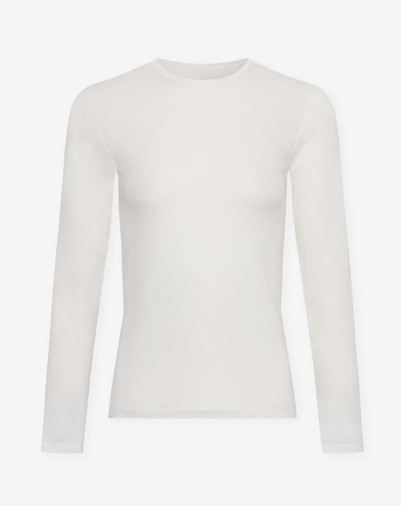 SHEER FITTED LONGSLEEVE TEE CRÈME