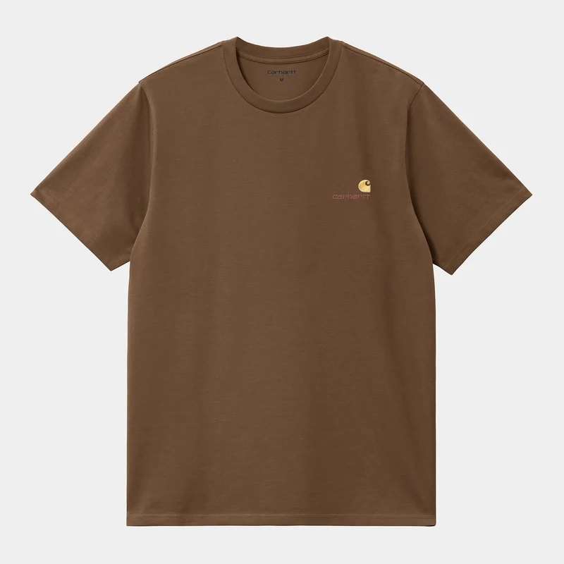 Carhartt WIP Heren T-shirt met korte mouwen American Script T-shirt - Hout