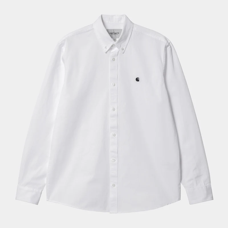 Carhartt WIP Heren Madison shirt met lange mouwen - wit