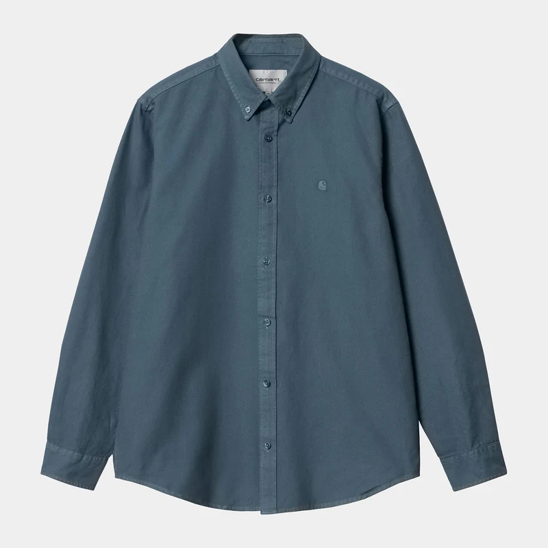 Carhartt WIP Bolton herenshirt met lange mouwen - stormblauw