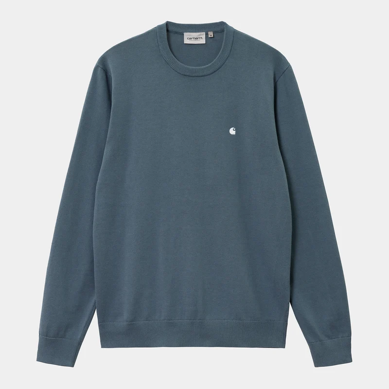 Carhartt WIP Madison gebreide herensweater - stormblauw