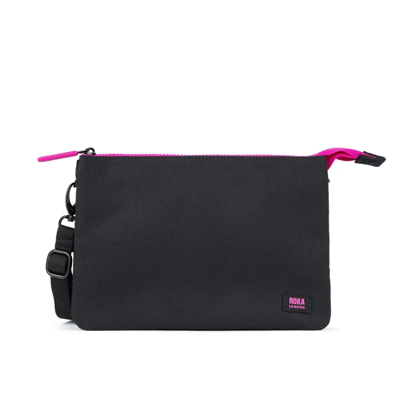 ROKA Pink Label Carnaby Crossbody XL tas van gerecycled canvas - Asgrijs