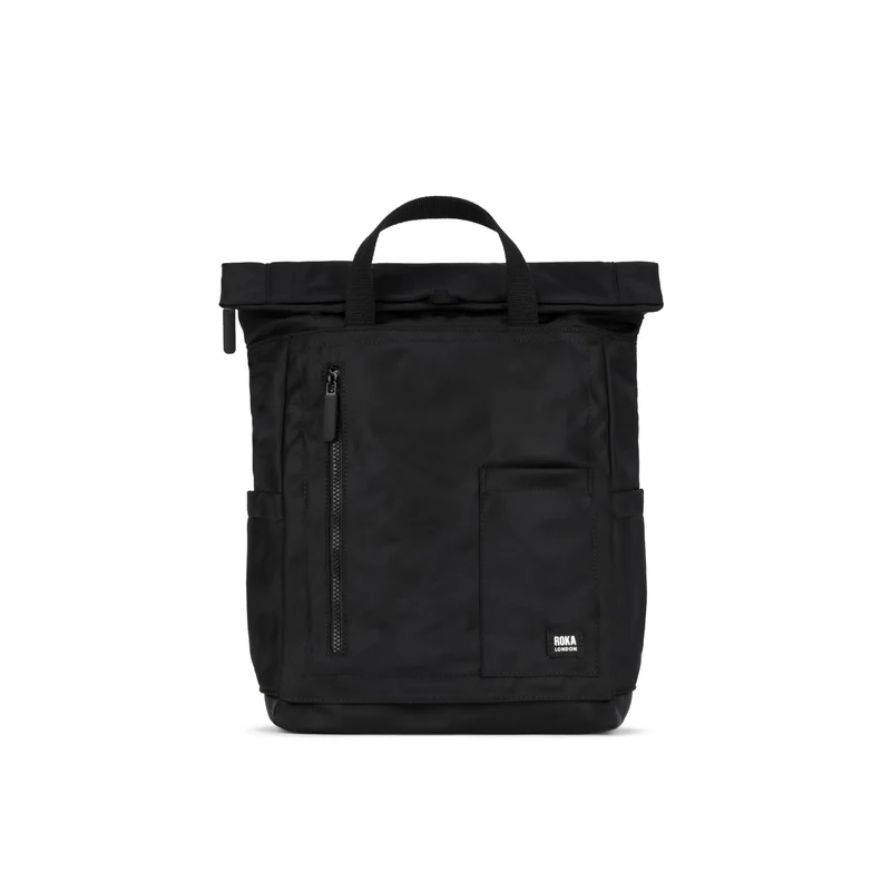 ROKA All Black Camden P Medium Gerecyclede Nylon Tas - Zwart