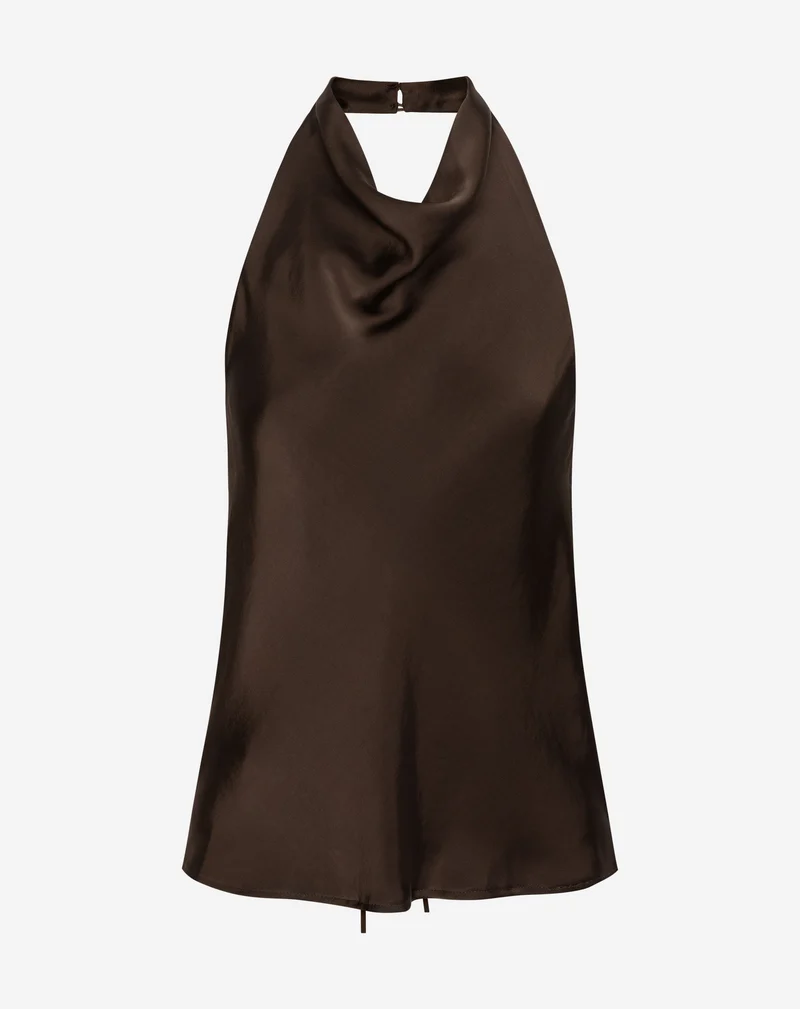 TAMMY SATIN HALTER TOP BRUIN