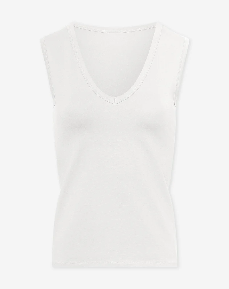 SLEEVELESS VNECK TOP CRÈME