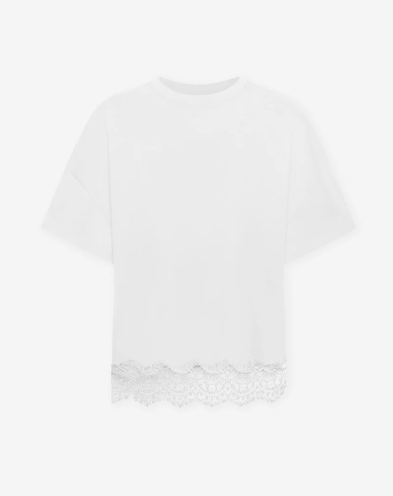 SCALLOPED LACE BOTTOM TEE CRÈME
