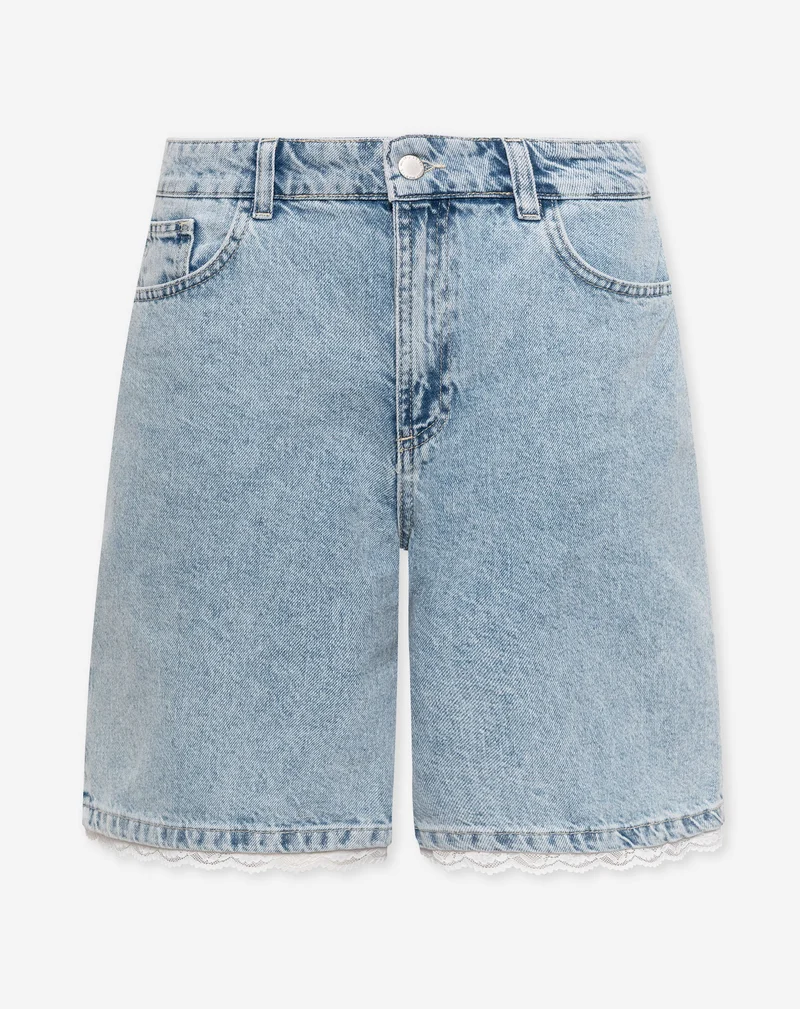 LACE DENIM JORT BLAUW