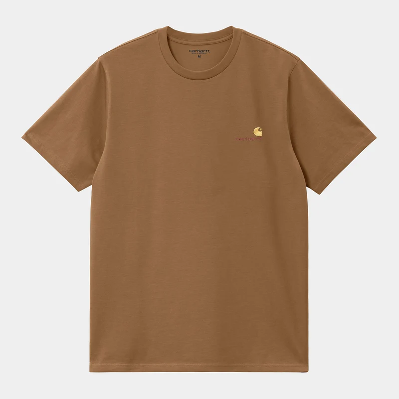 Carhartt WIP Heren T-shirt met korte mouwen American Script T-shirt - Hamilton Brown