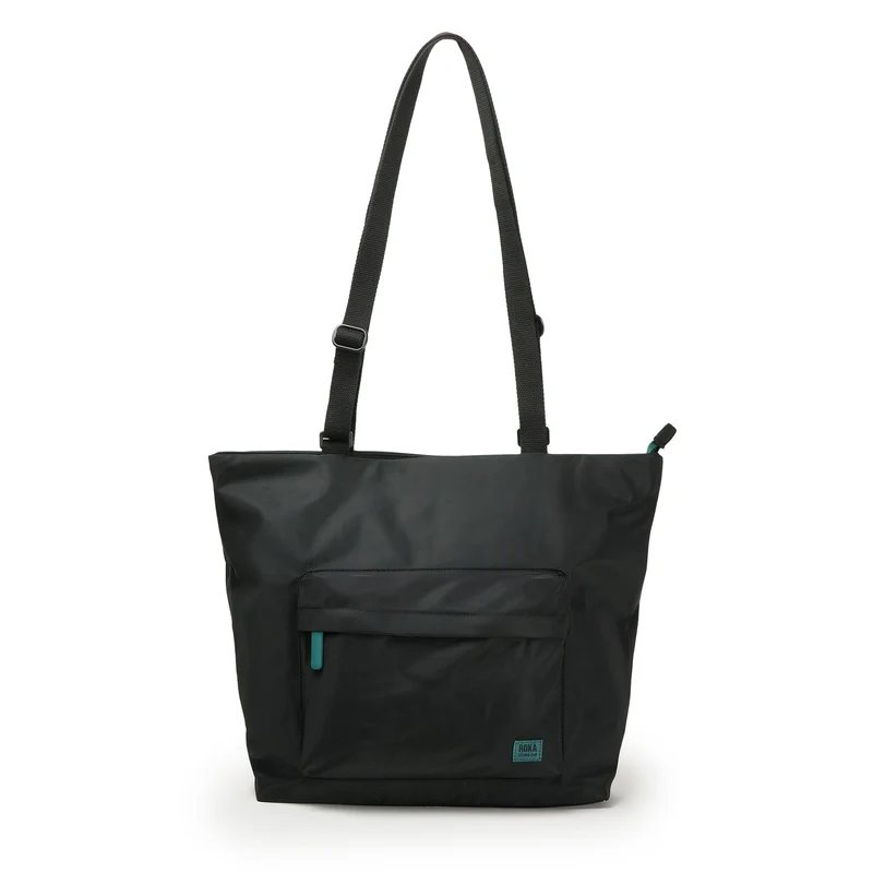 ROKA Volledig zwarte Trafalgar B Teal gerecyclede nylon tas