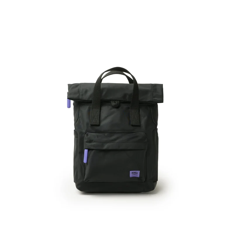 ROKA Helemaal zwart Canfield B Paarse Kleine Tas van Gerecycled Nylon