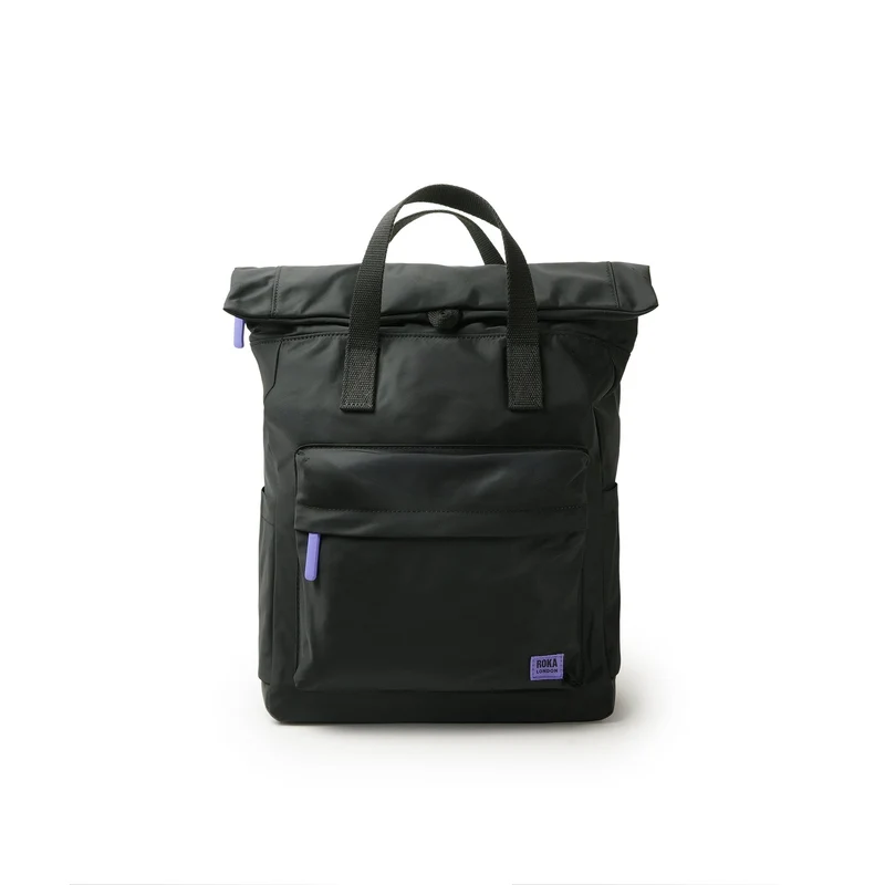 ROKA Helemaal zwart Canfield B Paarse middelgrote tas van gerecycled nylon