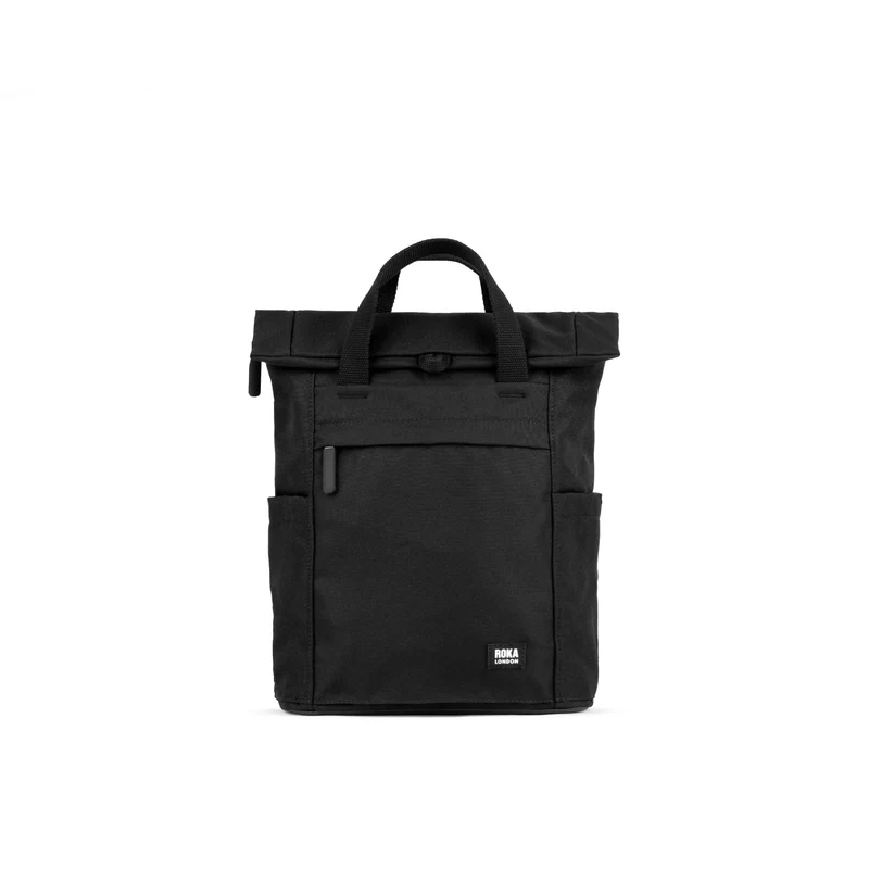 ROKA Helemaal zwart Finchley Een Ash Medium tas van gerecycled canvas
