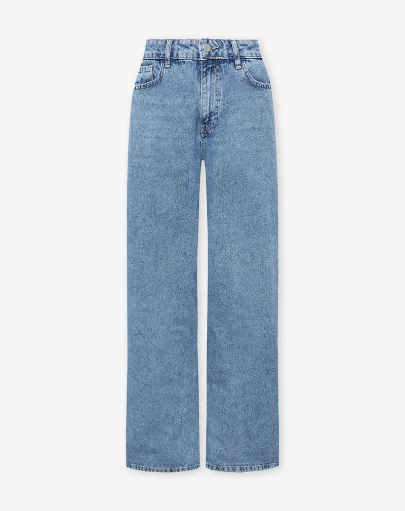 WIDE LEG JEANS MID BLAUW