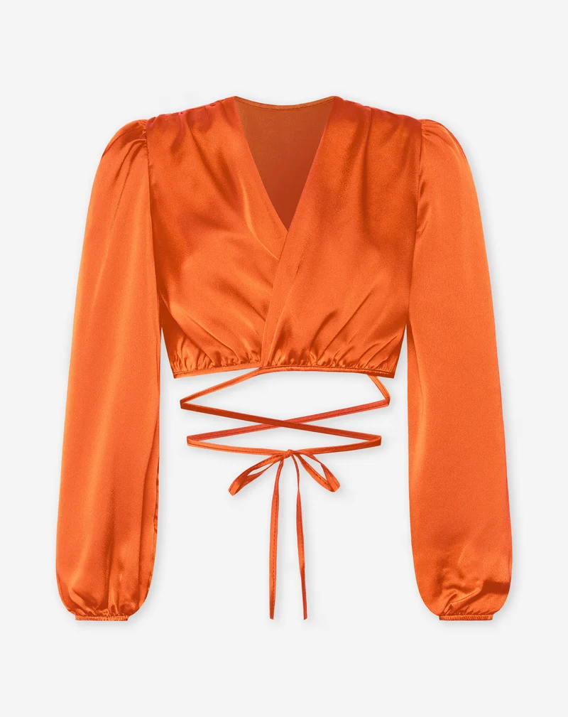 SATIN WRAP CORD TOP ORANJE
