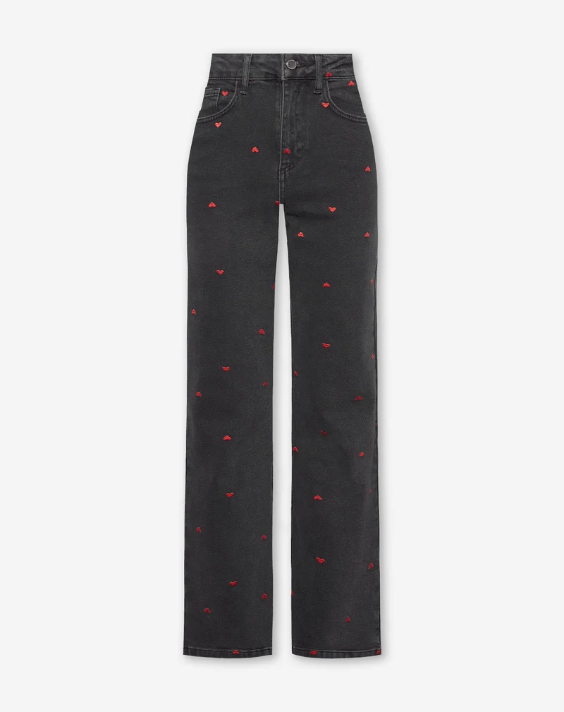 HEART BOOTCUT JEANS DONKERGRIJS
