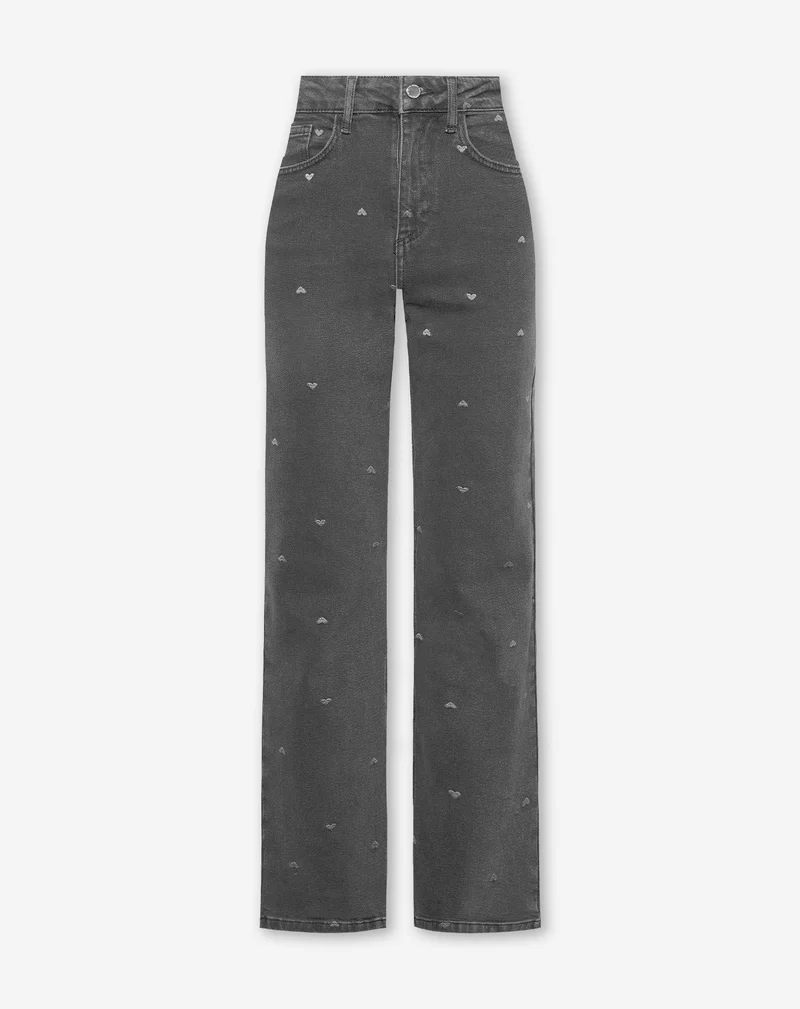 HEART BOOTCUT JEANS LICHTGRIJS
