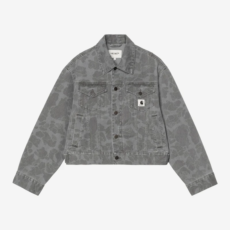 Carhartt WIP Dames Duck Orell-jas | Camo Duck Zwart Zwaar Gebleekt