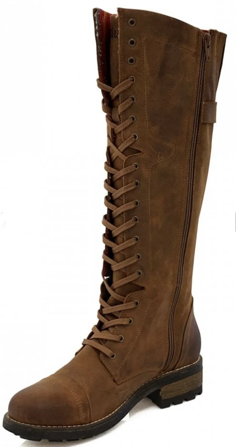 Oak & Hyde Cesar Bridge 18 leren utility-laars voor dames - cognac
