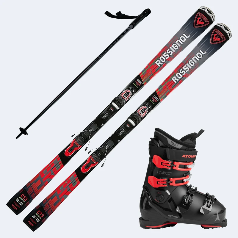 2026 Rossignol Hero Carve LTD Skis with Atomic Hawx Magna 100 Boots and Poles