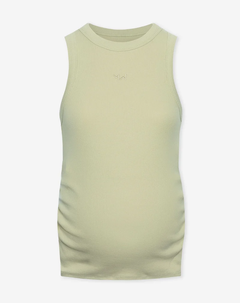 RACERBACK EMBROIDERY RIB TOP MATERNITY PISTACHE