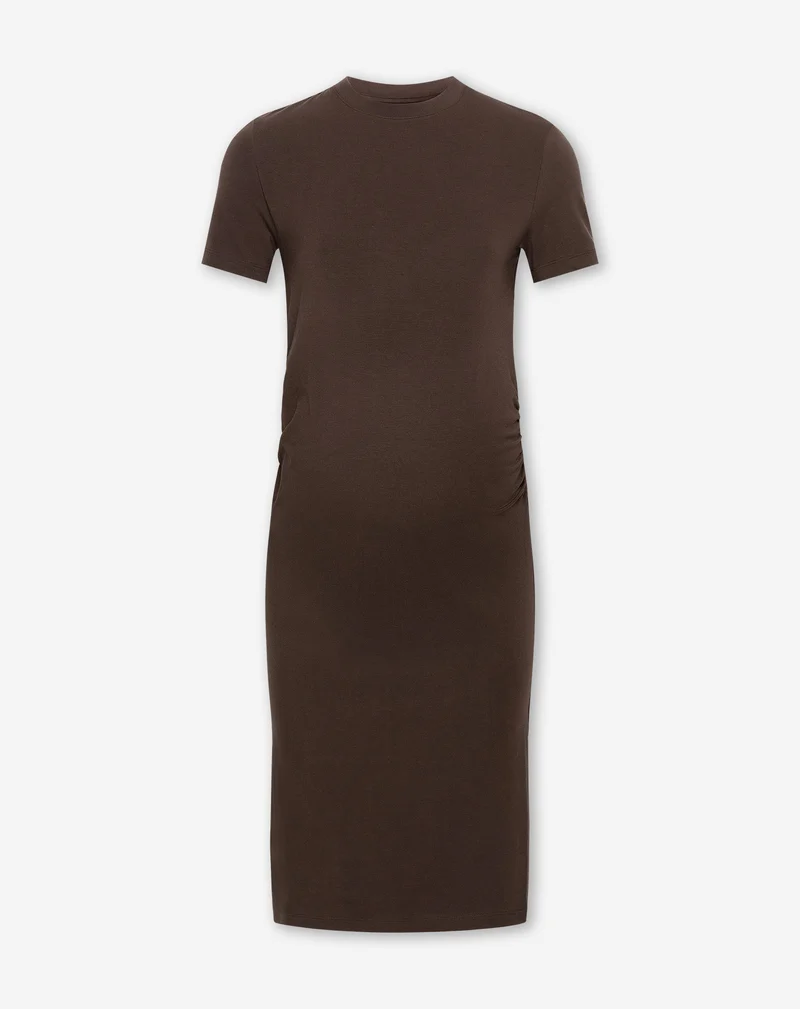 BASIC SHORT SLEEVE FITTED DRESS MATERNITY BRUIN