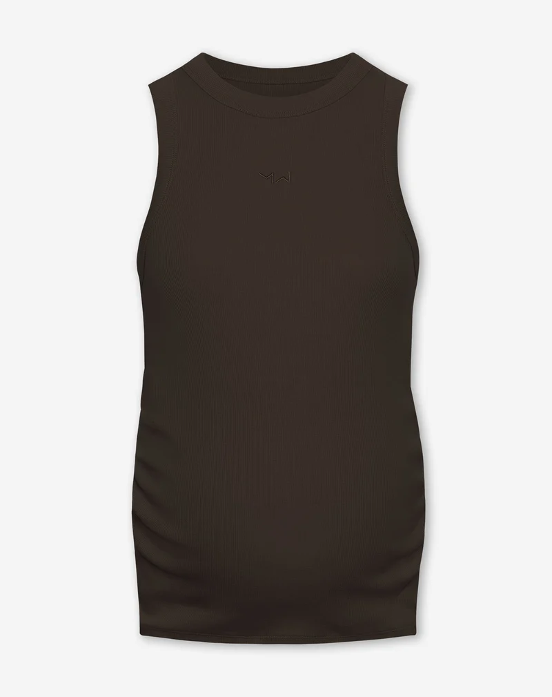 RACERBACK EMBROIDERY RIB TOP MATERNITY DONKERBRUIN