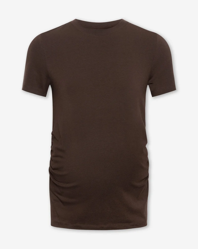 BASIC SHORT SLEEVE FITTED TOP MATERNITY BRUIN