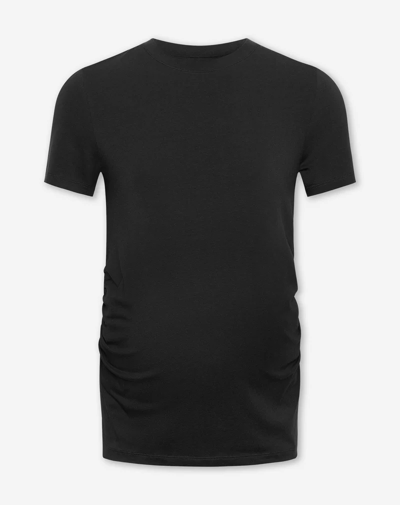 BASIC SHORT SLEEVE FITTED TOP MATERNITY ZWART