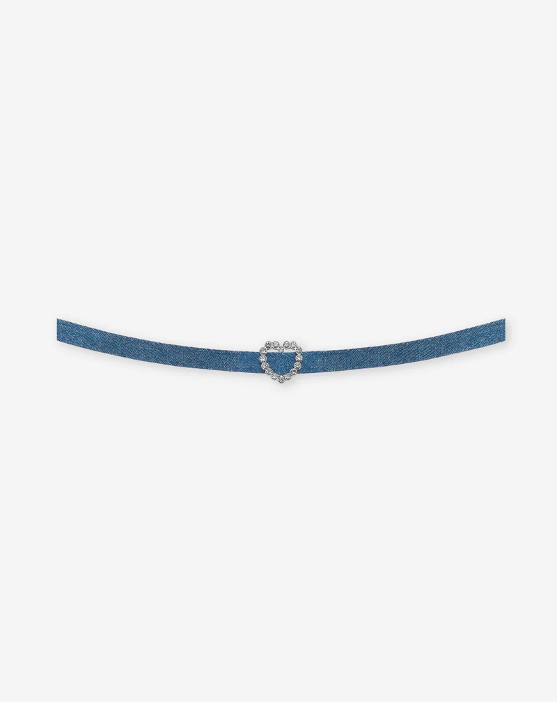 DIAMOND HEART DENIM CHOKER BLAUW