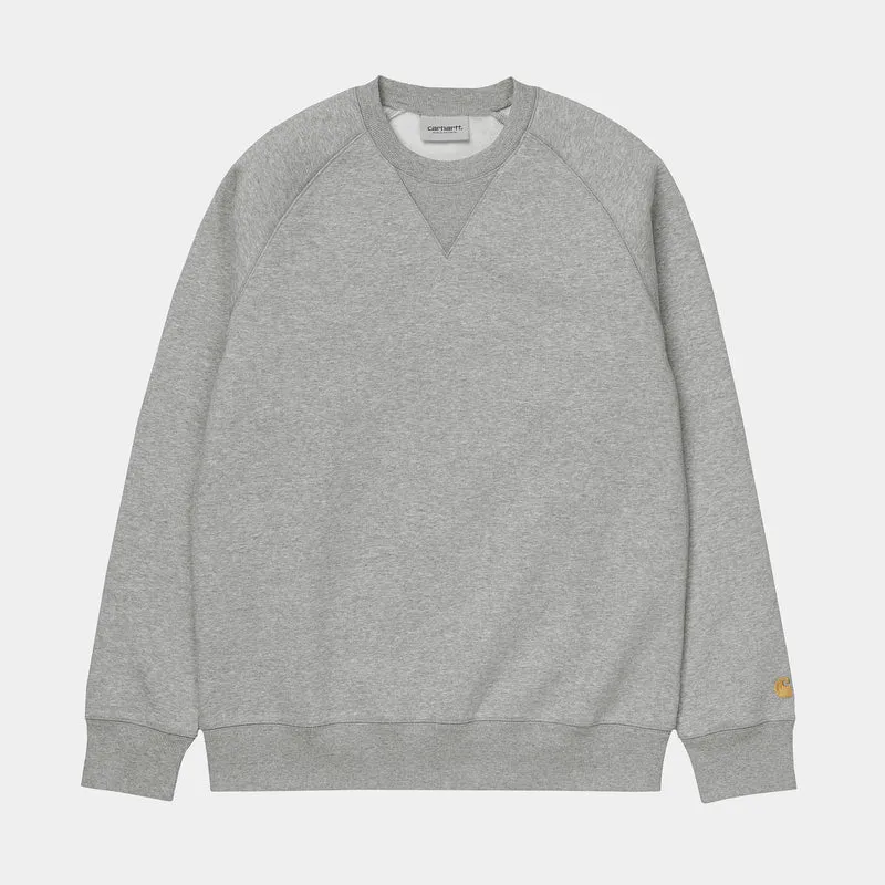 Carhartt WIP Chase sweattop voor heren - grijs gemêleerd / goud