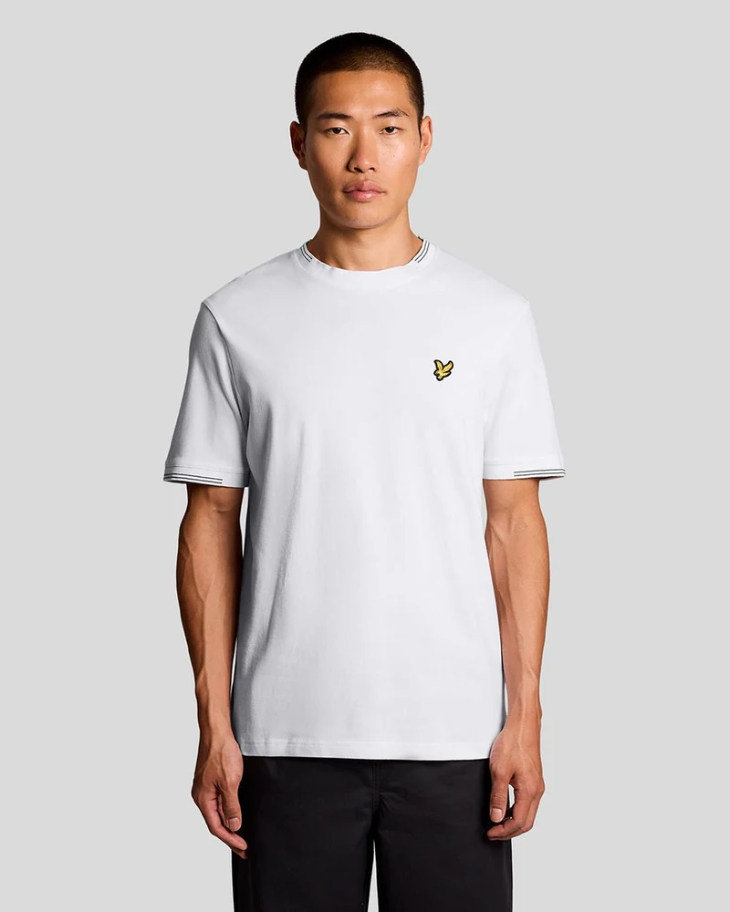 Lyle & Scott T-shirt voor heren met fijne boord | White Everglade