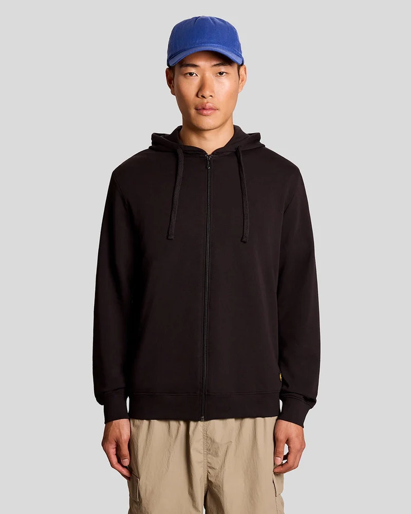 Lyle & Scott Lichtgewicht lounge hoodie met rits voor heren | Gitzwart