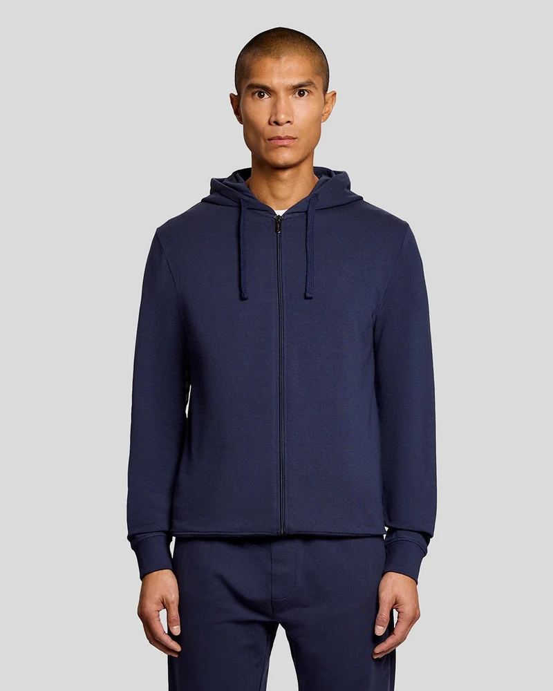 Lyle & Scott Lichtgewicht lounge hoodie met rits voor heren | Marineblauw