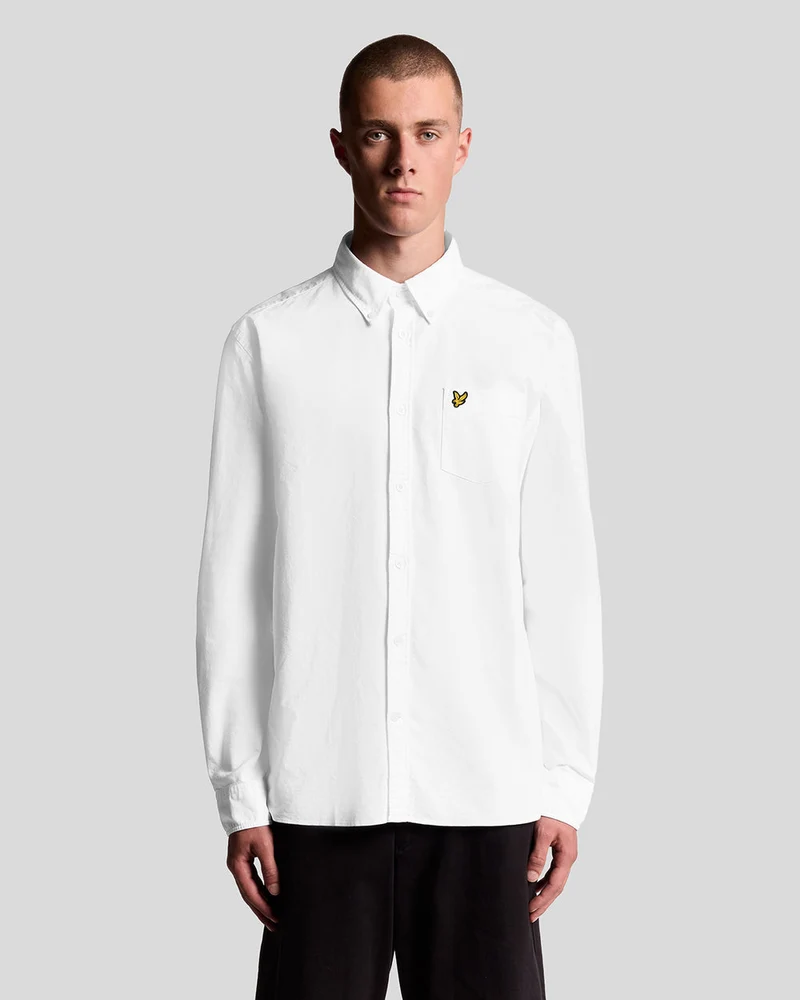 Lyle & Scott Heren katoenen Oxford overhemd met knoopsluiting | Wit