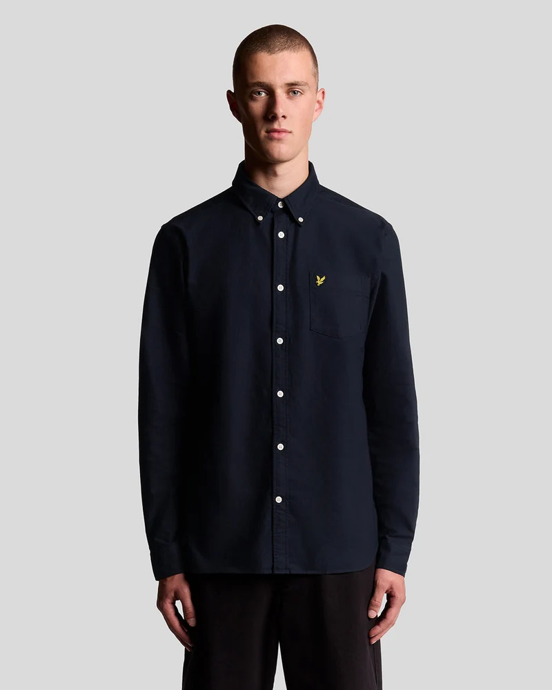 Lyle & Scott Heren katoenen Oxford overhemd met knoopsluiting | Donkerblauw