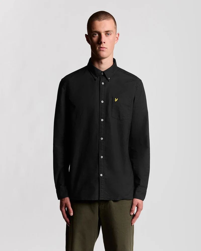 Lyle & Scott Heren katoenen Oxford overhemd met knoopsluiting | Gitzwart