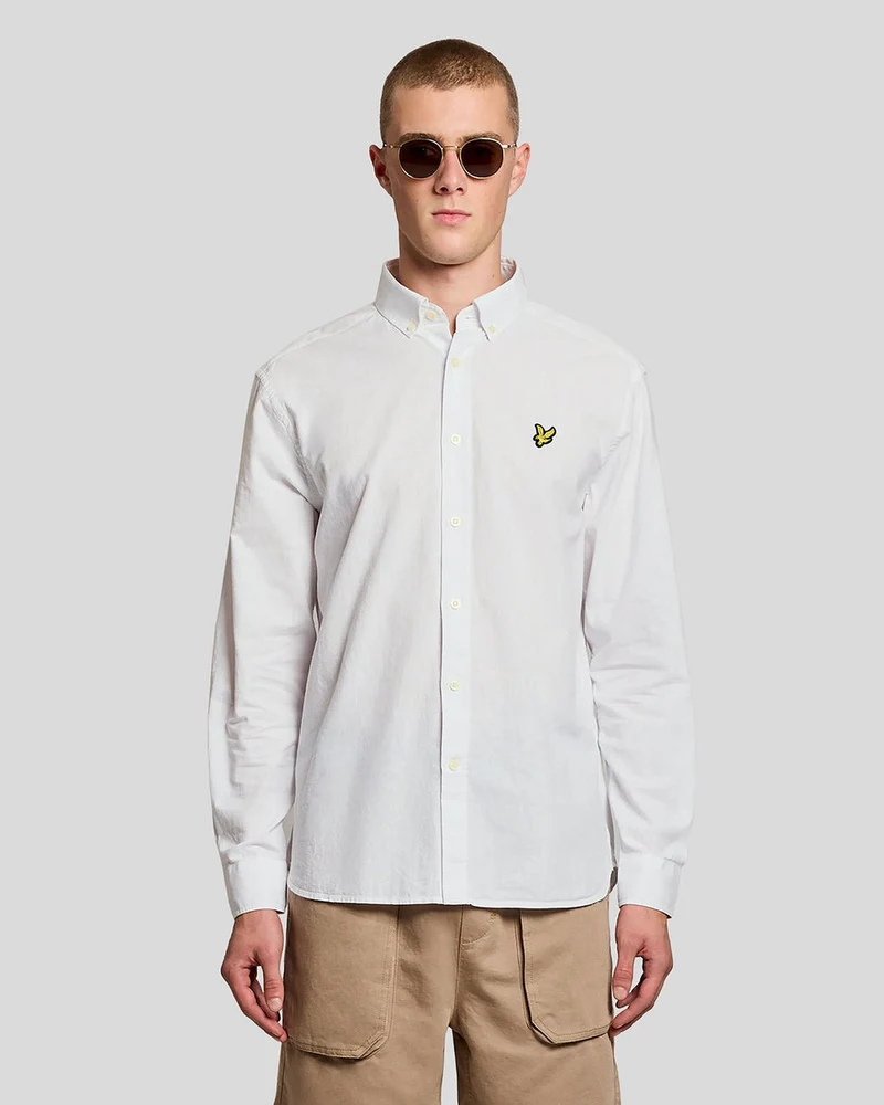 Lyle & Scott Oxford overhemd voor heren van linnenmix | Wit
