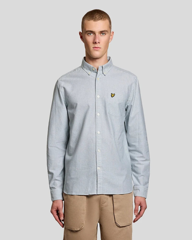 Lyle & Scott Heren katoenen gestreept Oxford overhemd | Everglade