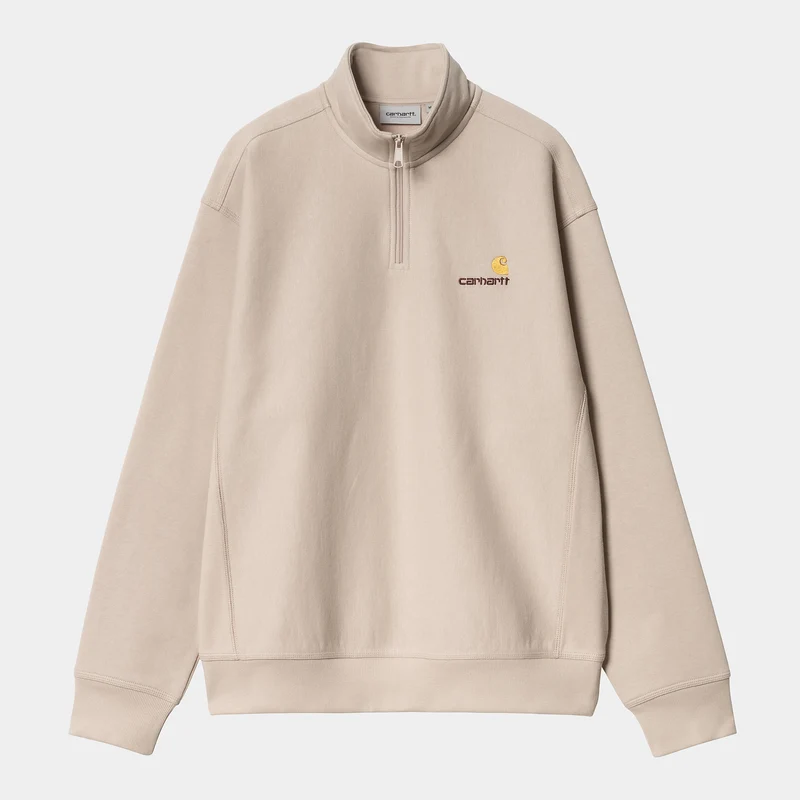 Carhartt WIP Heren halve rits American Script Sweatshirt - Fleur De Sel