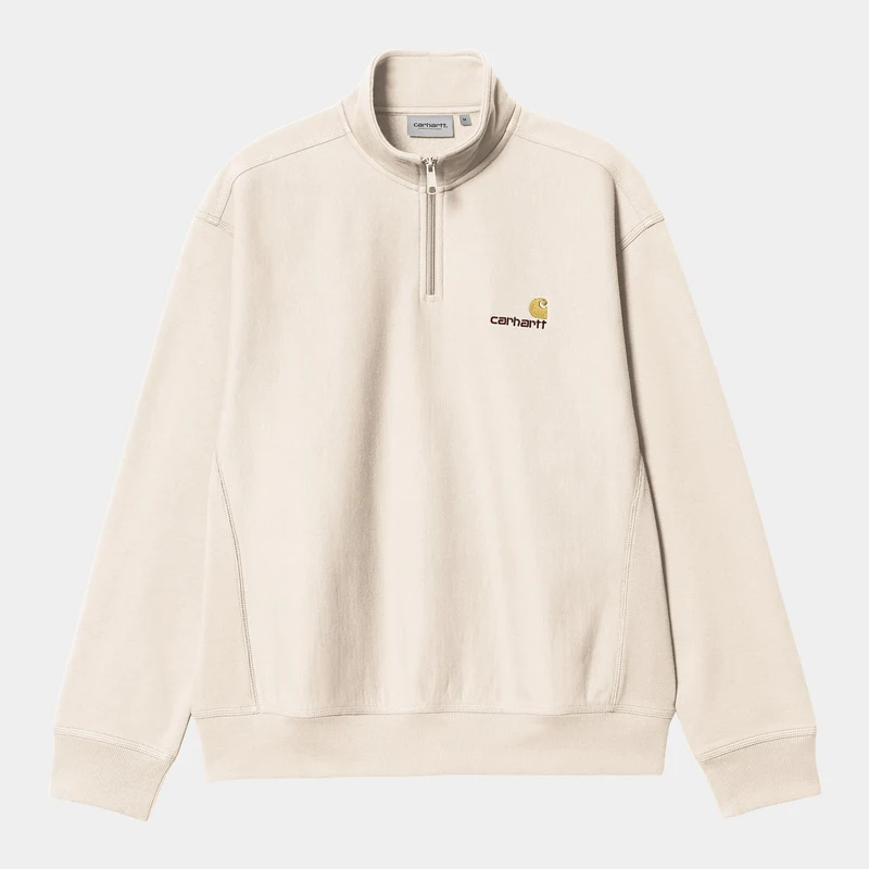 Carhartt WIP Heren halve rits American Script Sweatshirt - Moonbeam