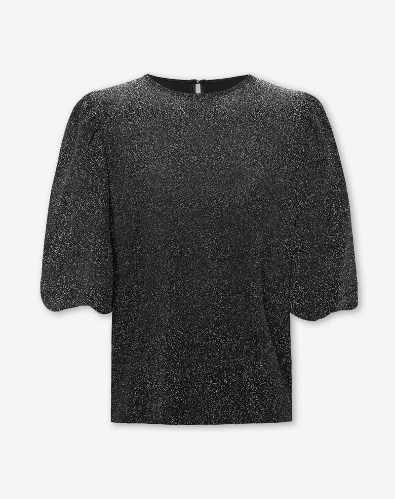JULIE GLITTER PUFF TOP ZILVER