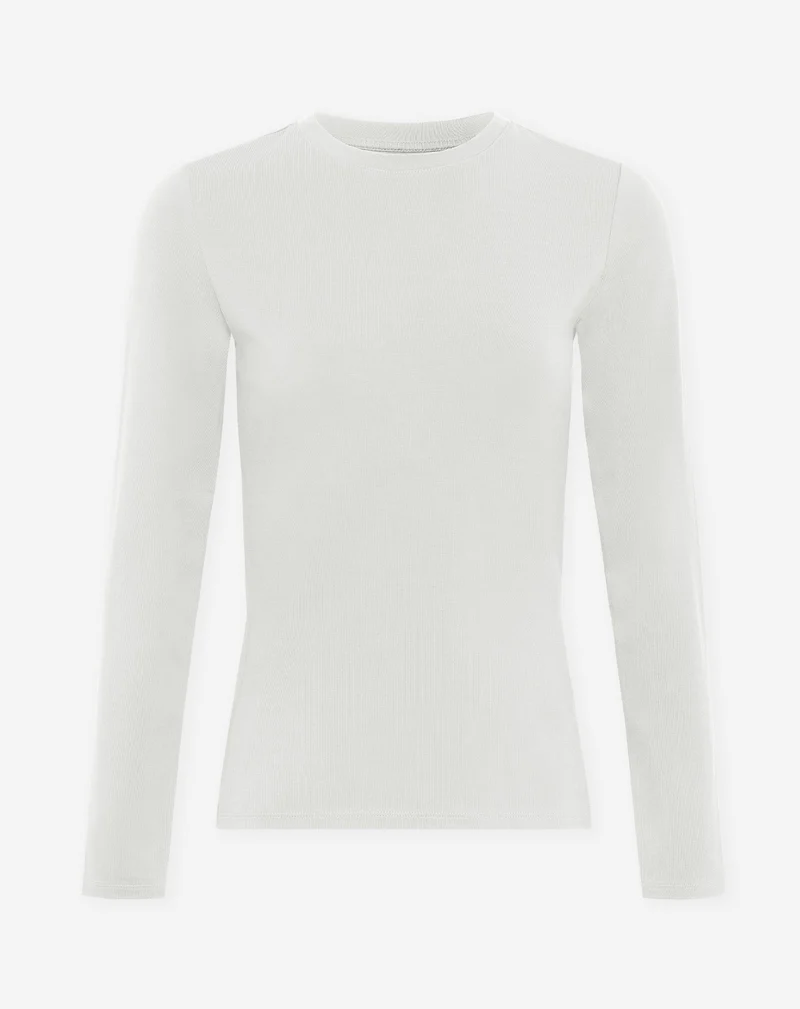 BASIC LONG SLEEVE FITTED TOP CRÈME