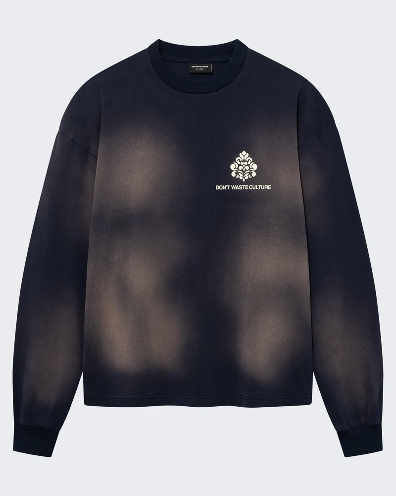 Heren Longsleeve shirt met faded wash Blauw