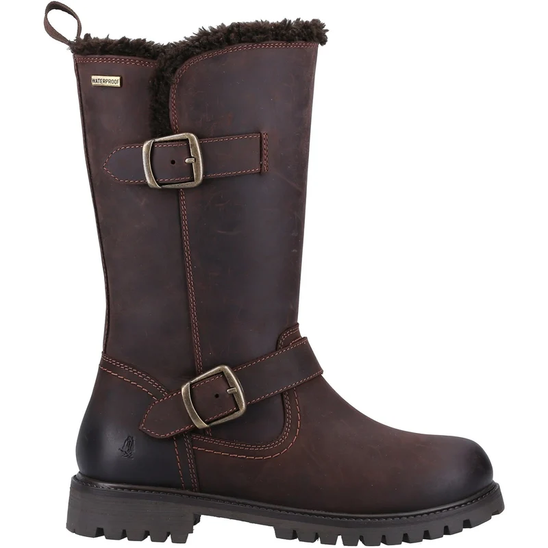 Hush Puppies Dames winnie shearling gevoerde leren laarzen - bruin