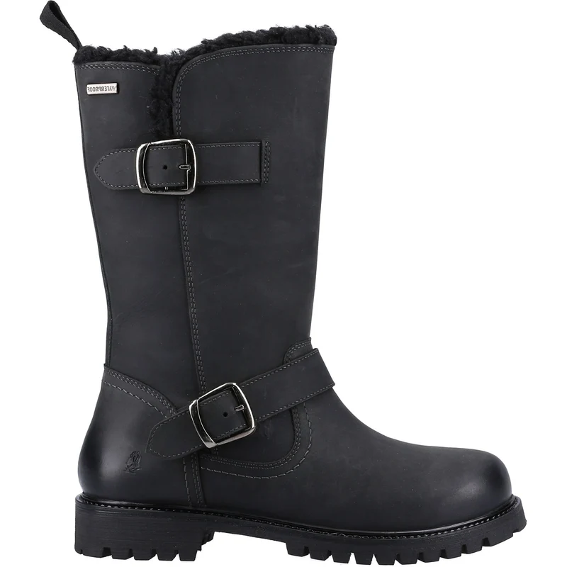 Hush Puppies Winnie Shearling gevoerde leren dameslaarzen - zwart