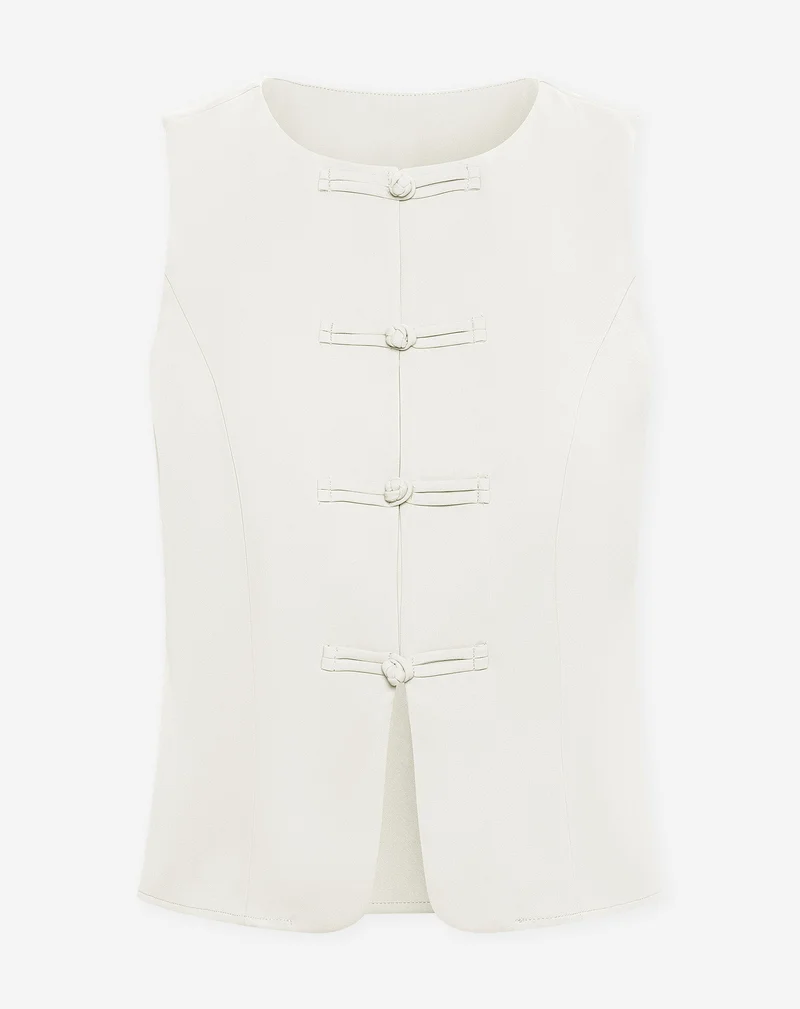 FLYNN MANDARIN GILET OFF WHITE