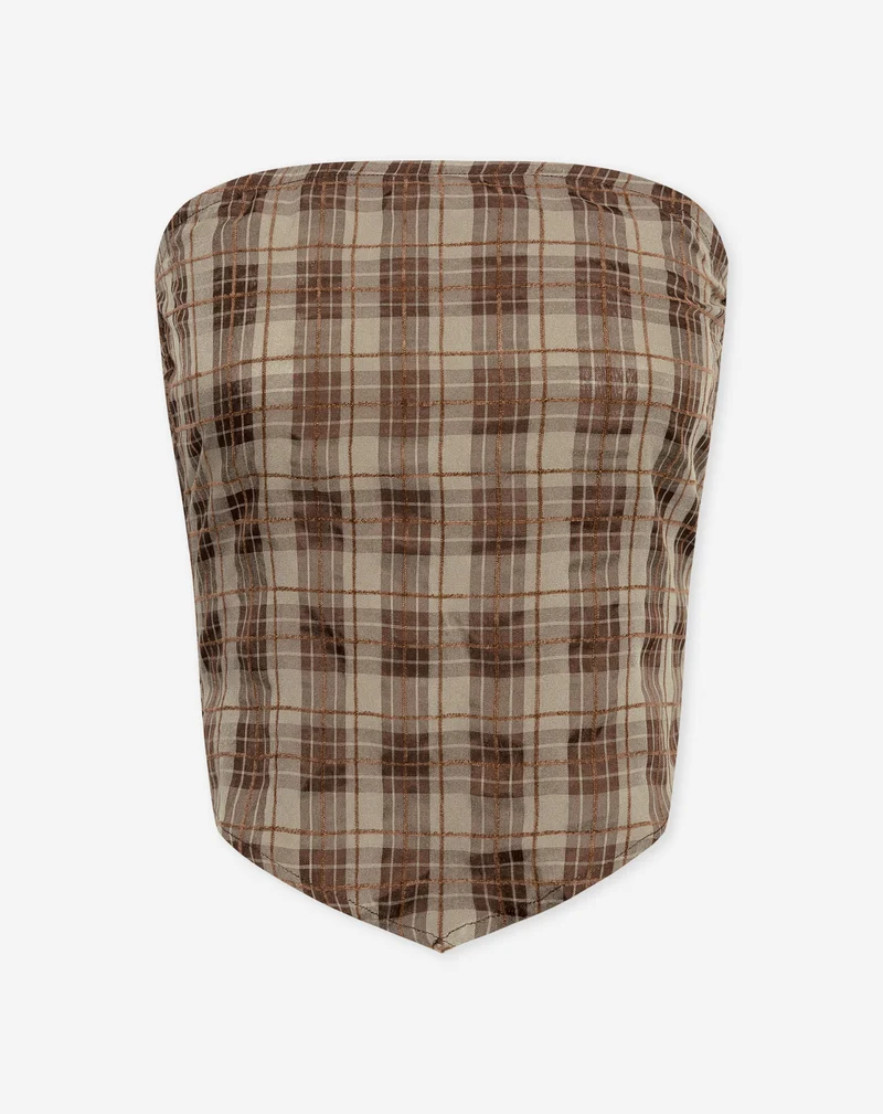 BECKA BANDEAU TOP BRUIN CHECK